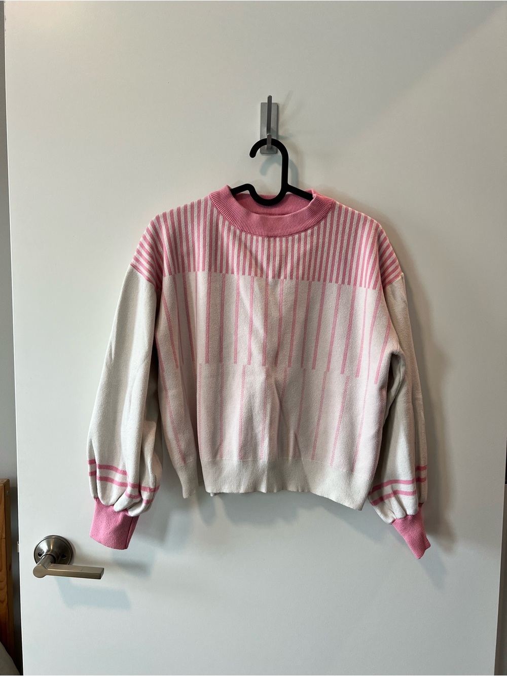 Pink & Cream Striped Women's Sweater - Casual Knit Pullover